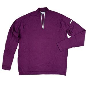 Peter Millar Mens Size XL Burgundy 1/4‎ Zip Sweater Merino Wool Long Sleeve